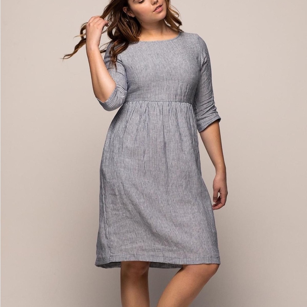 Pyne & Smith No 19 Cosette blue and white stripe dress size small